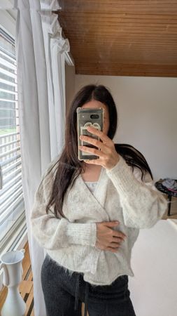 Damen Alpaka Strickjacke American Vintage grau Grösse S/M