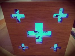 Lampe LED RGB sans fil ,  Cubique bois noble chêne massif