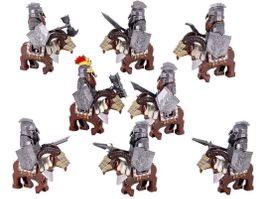 8 ZWERGE AUF 8 KAMPFWIDDER - KLEMMBAUSTE MINIFIGUREN