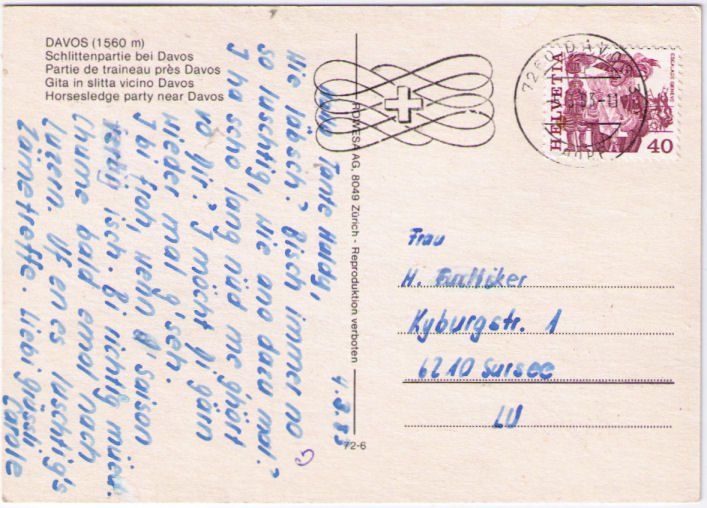 Cartoline postali: Davos - Schlittenpartie – Usato da Binningen venduto da Mountainrider 1