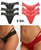 Hunkemöller String 6 Stück rot und schwarz GR L / *NEU*