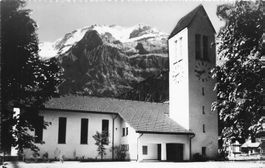 Lenk (BE) Kirche mit Alpenpanorama