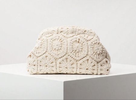 Pochette crochet beige femme neuve 22cm