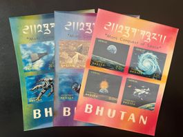 1970 - Bhutan - série compl./ 3 cartes -conquête de l’espace