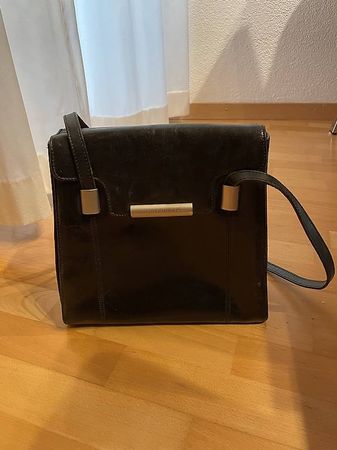 Leder Handtasche von Claudio Ferrici, schwarz 