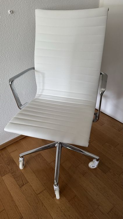 Bürostuhl weiß silber Hochlehner mit Inlinerrollen | Kaufen auf Ricardo