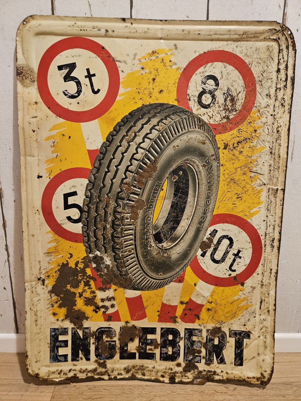 Insegne: reliefartiges Englebert Pneu Schild!!! – Usato da Ossingen venduto da eri_zp65