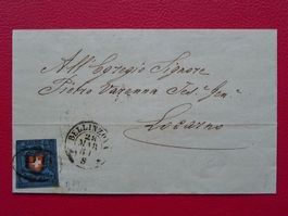 1851, Rayonbrief von BELLINZONA (TI) mit 15II, Kat: 1600.-