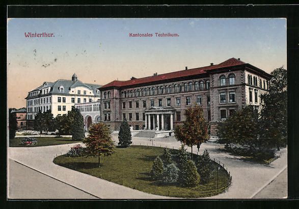 Cartoline postali: Winterthur, Kantonales Technikum mit Gr – Usato da Berlin venduto da bartko-reher
