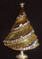 Wundervolle 60er Weihnachts – Brosche Tannenbaum Weiss