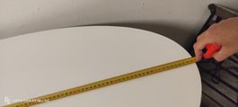 Couchtisch weiss oval 120 cm x 60 cm mit Metallgestell 
