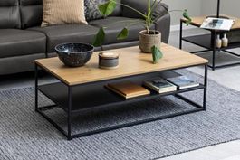 Couchtisch Holz Metall schwarz mit Ablage guter Zustand