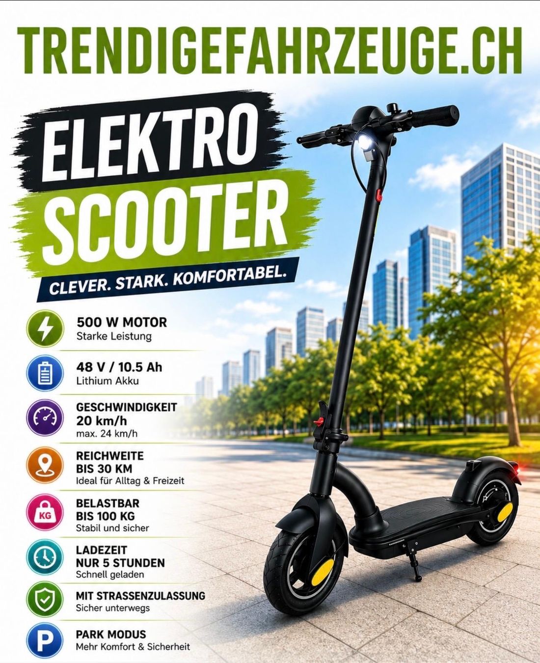 Kickboard: E- Scooter , E- Trotti  500 / 48 , Geschenk Idee , Aktion – Nuovo e nell'imballaggio originale da Ruswil venduto da Trendigefahrzeuge