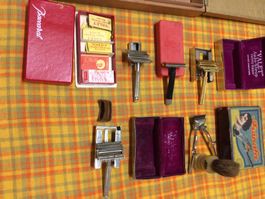 Coffret vintage rasage complet, lames rasoirs pinceaux bo...