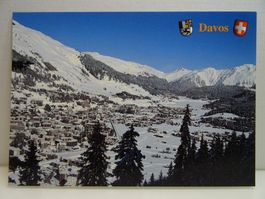 Davos Winter Postkarte Graubünden Schweiz Berge Schnee Dorf