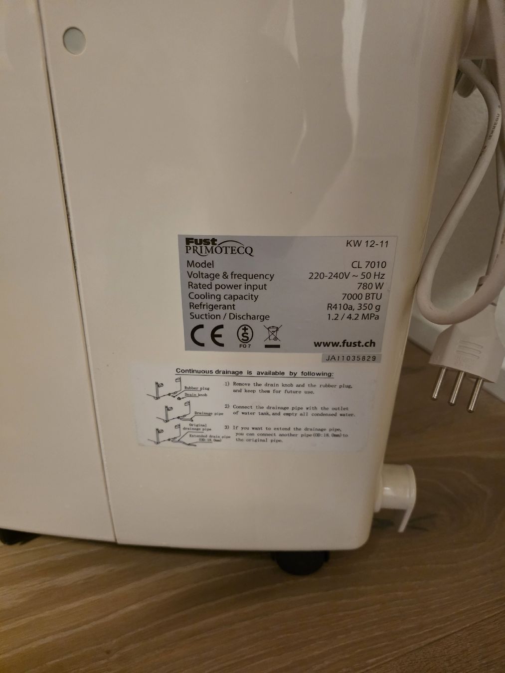 Primotecq Condizionatori: Fust Primotecq CL 7010 - Mobile Klimaanlage – Usato da Oberwil-Lieli venduto da ticino122 4