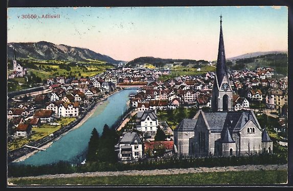 Cartes postales: AK Adliswil, Teilansicht mit Kirche – D'occasion à Berlin par bartko-reher