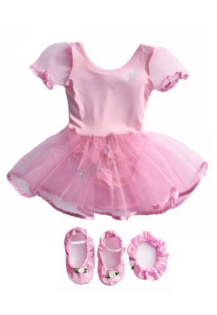 Kostüm Ballerina rosa, Gr. 98/104 Kleid, Finken und Haarband