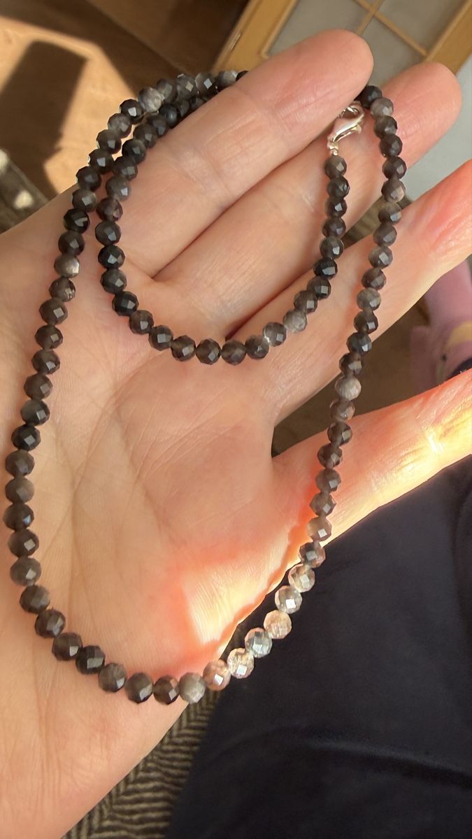 Catenine: Obsidian Halskette 45 cm, Silberverschluss – Nuovo e nell'imballaggio originale da Ebikon venduto da Leonidas2