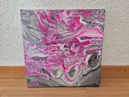 Unikat Acryl Pouring Leinwand Bild, 30x30cm