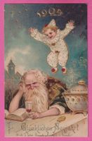 Prägekarte gel 1903 Glückliches Neujahr 1904 Goldverzierung