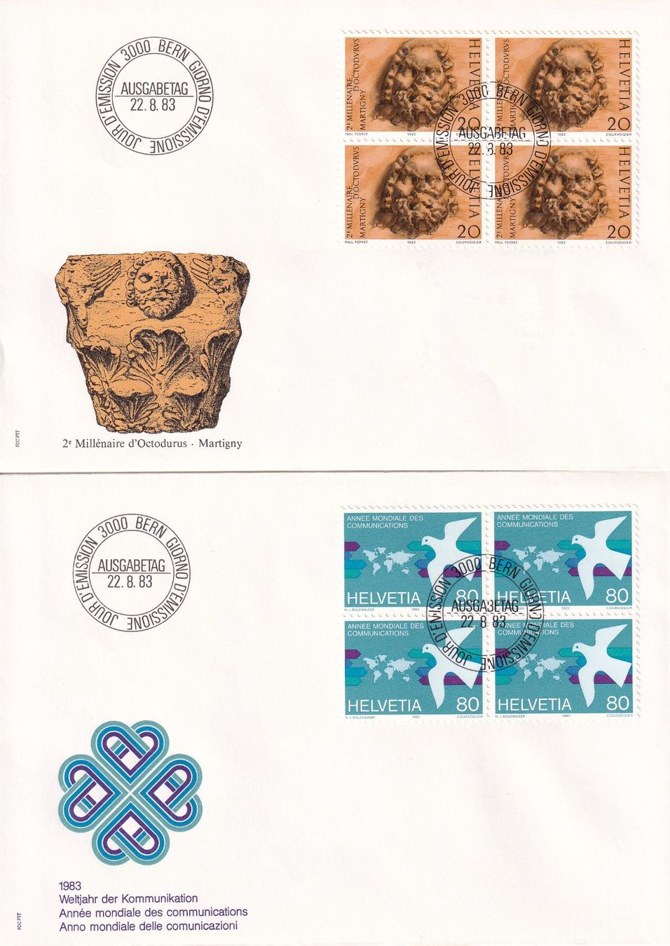 Alle Briefmarken: Lot 10 Briefe FDC 4er Block  1983 – Gebraucht aus Rossa von becky05 3