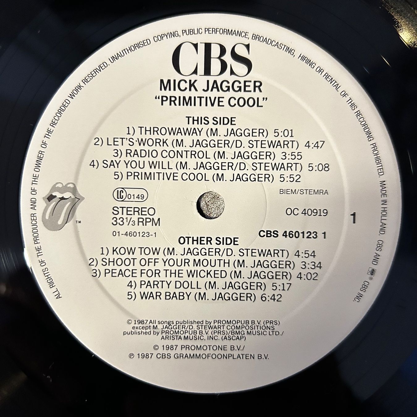 Schallplatten: Mick Jagger - Primitive Cool, Vinyl LP 1987 – Gebraucht aus Aesch BL von BernisFlomi 2