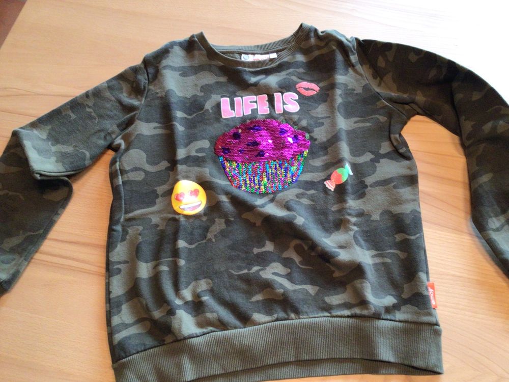 Sweatshirt Emoji, im Army-Style, 146/152 (Gebraucht) in