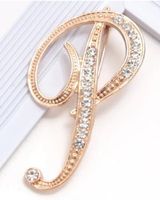 Brosche C-788 – Buchstaben P - Strass – 3 x 4,5 cm