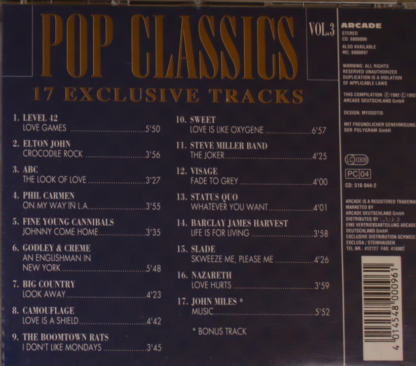 CD: Pop Classics - 17 Exclusive Tracks – Usato da Luzern venduto da CONTENTI 2