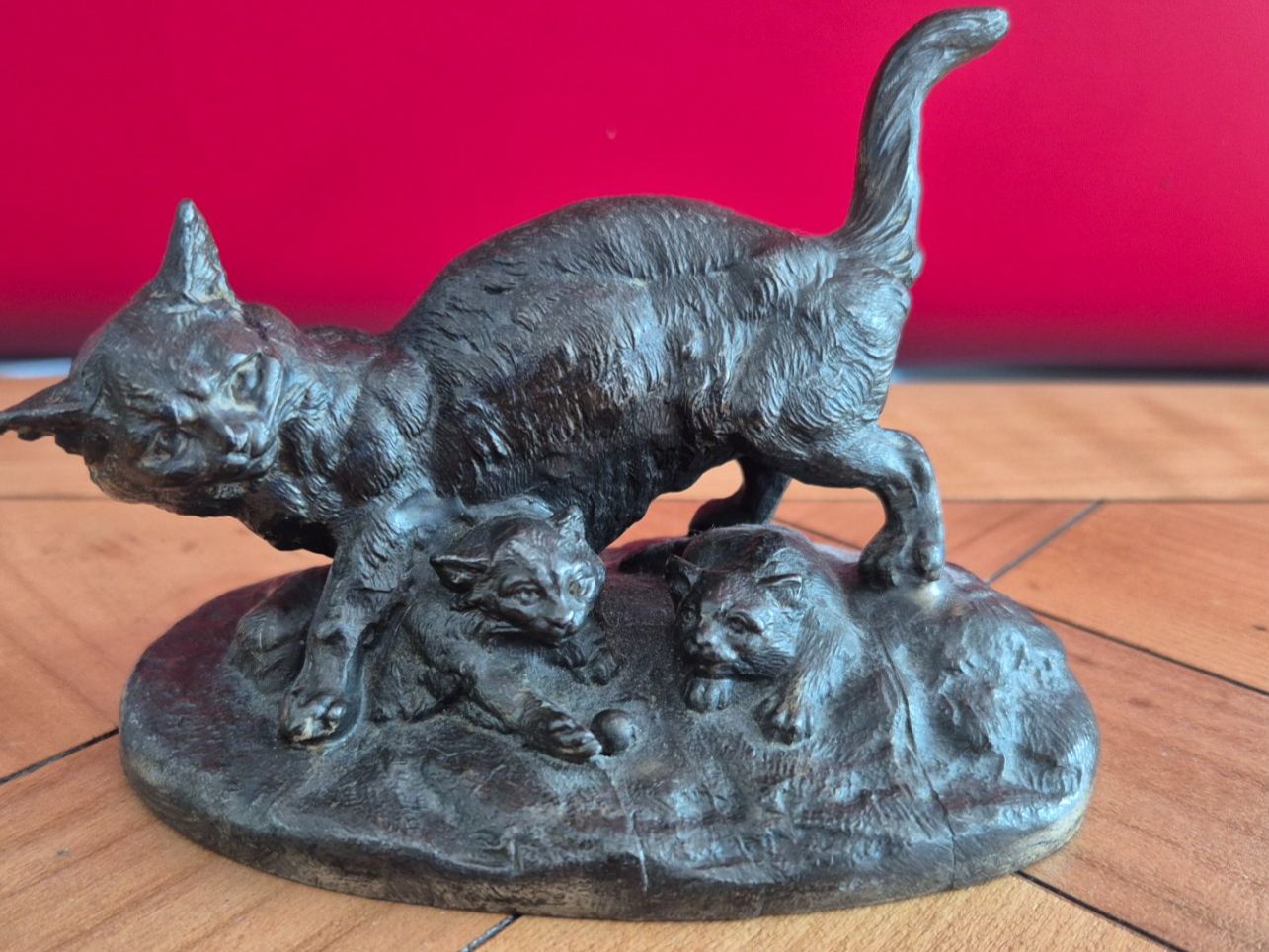 Statuette: Sculpture chat, chatte et chattons bronze Théophile Hingre – Usato da Fully venduto da tameab