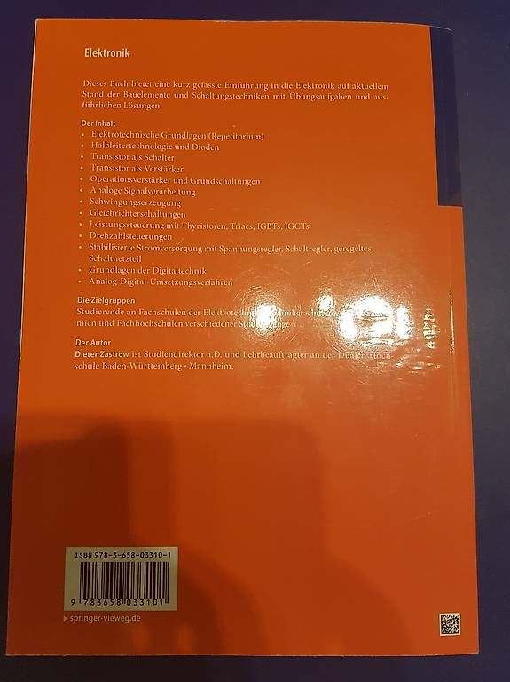 Libri: Elektronik 12. Auflage - Dieter Zastrow – Usato da Sigriswil venduto da thi_fp6f 1