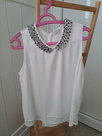 PIMKIE Damenbluse weiss Kragen mit Steinen Gr. L 