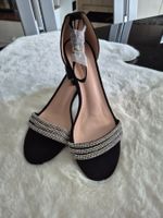 Elegante schwarze Damen-Sandalen mit Strass – unbenutzt/neu
