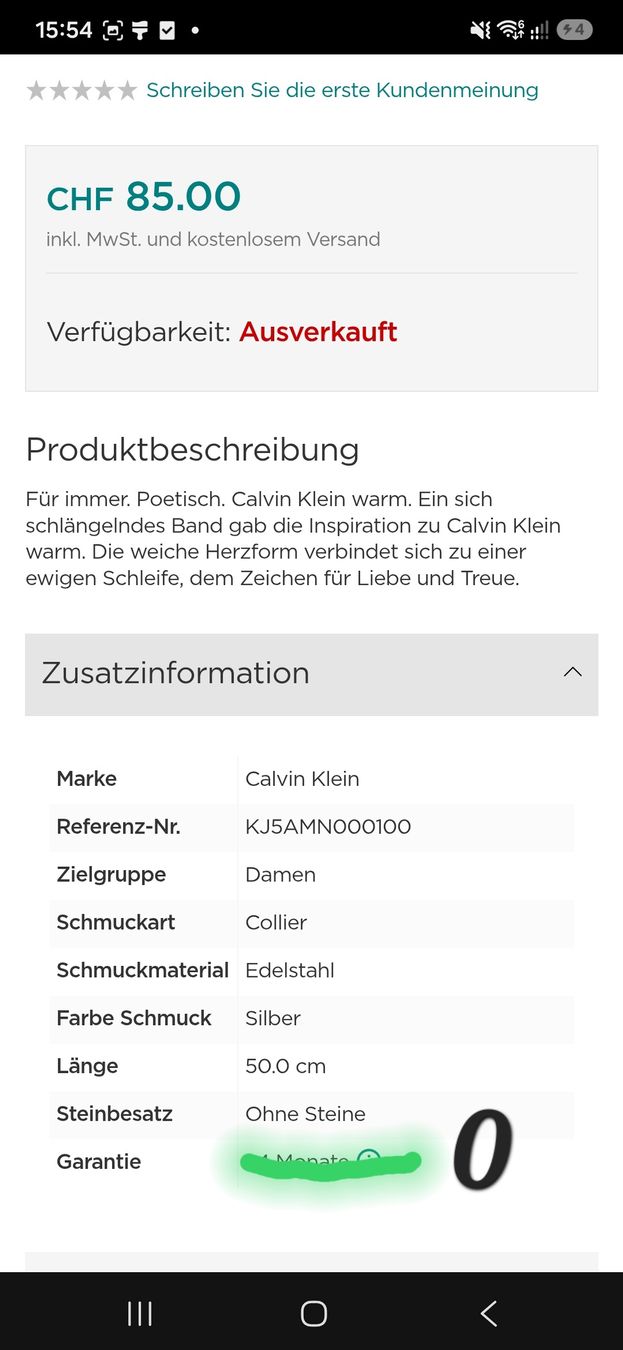 Colliers: Calvin Klein "Warm" Halskette – D'occasion à Zuzwil SG par Martino1981 2