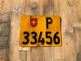 Nummernschild Post PTT Mofa ausrangiert P 33456