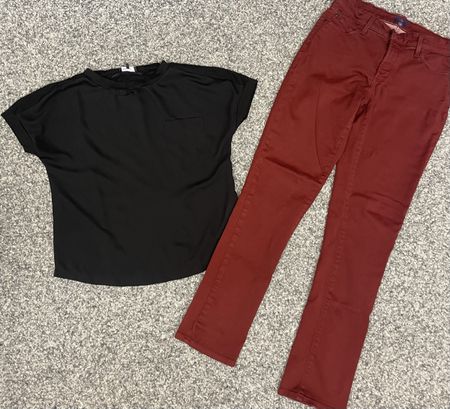 Monari Shirt, Gr. 38 & NYDJ Jeans, Weinrot,