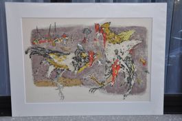 Alois Carigiet - Hahnenkampf - Original Litho von 1968