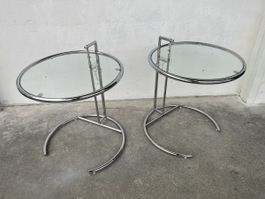 2 x 70er Jahre Beistelltisch Chrom Glas