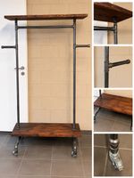 Industrial Kleiderständer / Garderobe aus Massivholz & Metal