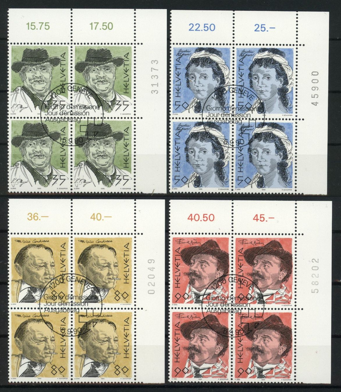 Tutti i francobolli: 1990, Portratmarken IV, ET – Usato da Willisau venduto da Vollstempel