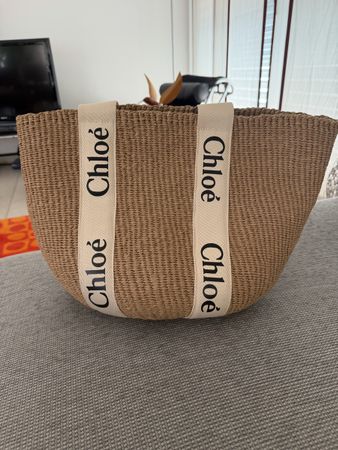 Chloé Woody Tote Bag straw medium used