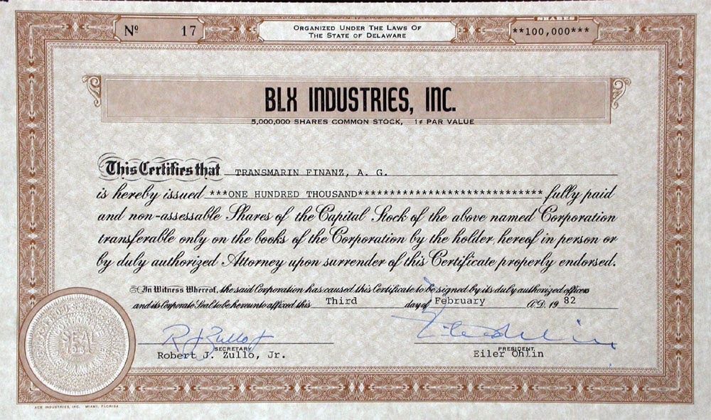 Documenti: BLX Industries Inc. - 1982 – Usato da Solothurn venduto da Sgasche