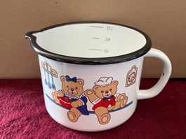 Emaillie topf Milchtopf 12 cm Bär bären mit Skala topf