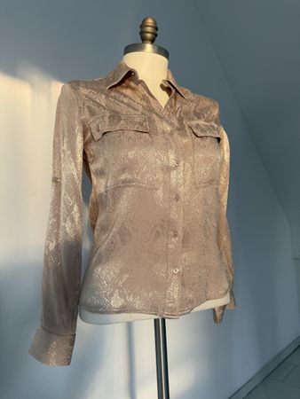 Damen Bluse in Gold mit Schlangenmuster guter Zustand