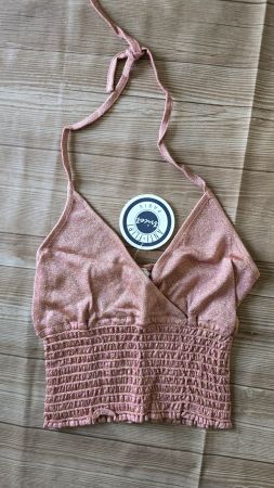 ​🏷️ Anti-Flirt Paris Neckholder Top (2) Rose Gold Metallic