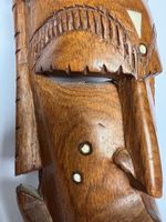 Afrikanische Holzmaske mit Einlegearbeit Unikat 43 × 17 cm