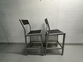 2 Ikea SJÄLLAND Barstühle aus Aluminium, hellgrau