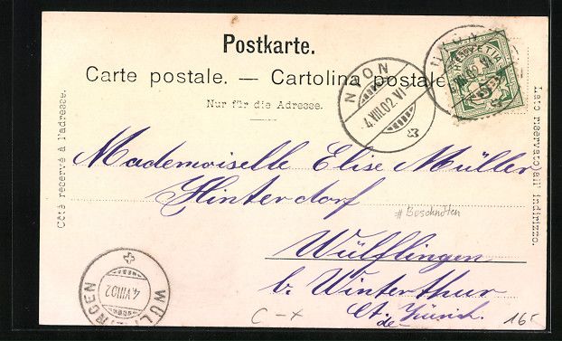 Ansichtskarten: AK Nyon, Rue St. Jean, 1902 – Gebraucht aus Berlin von bartko-reher 1