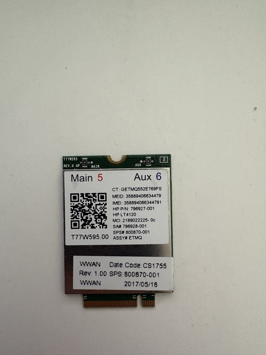 Hewlett Packard Componenti elettronici: HP lt4120 LTE WWAN M.2 Module (T77W595) – Usato da Dietikon venduto da sch_gh9g
